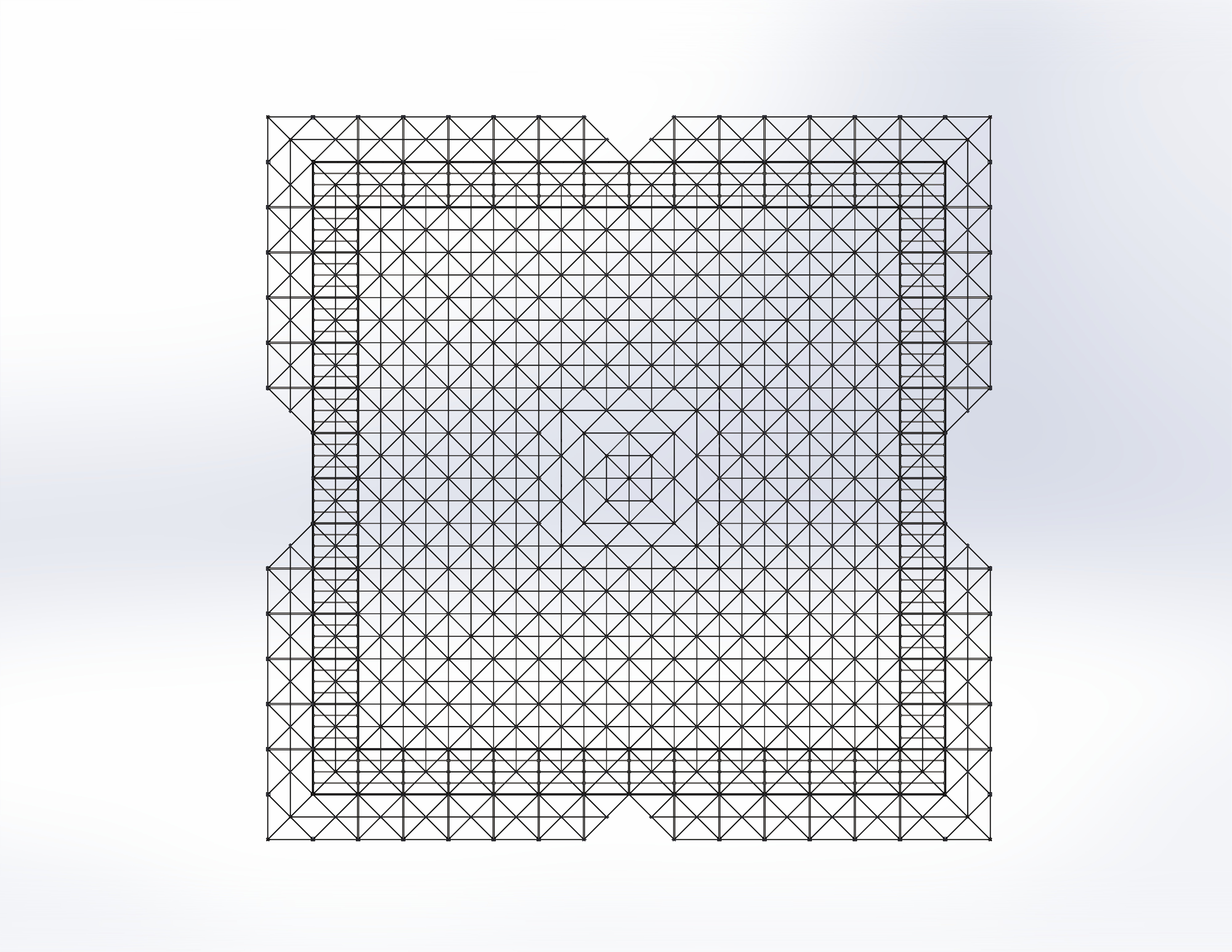 Mahabali Pyramid — 40 metre top-down architectural wireframe view showing Phi geometry grid structure